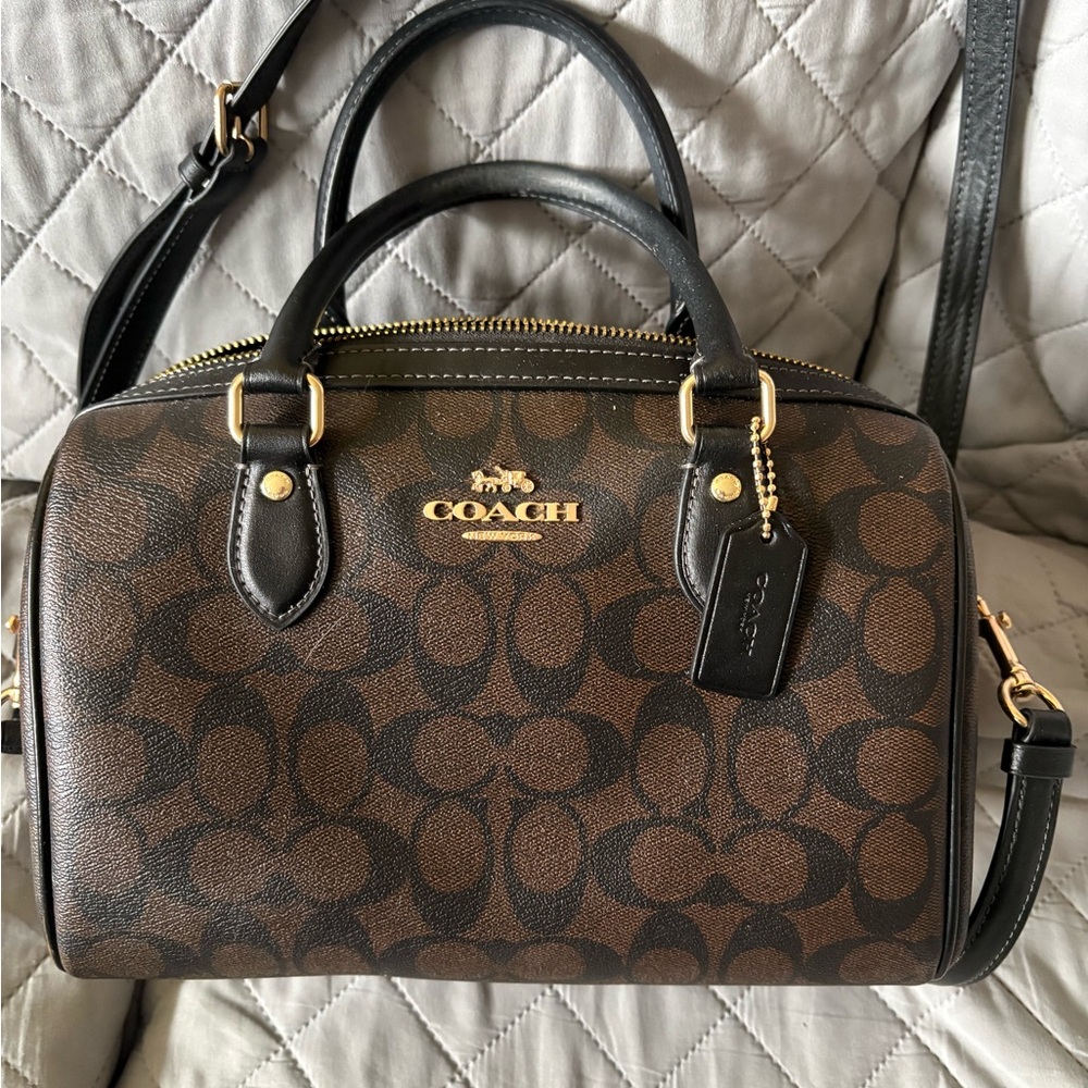 Coach Signature Brown and Black Satchel